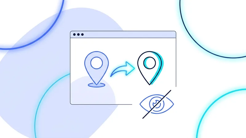 Browser window showing a masked IP address and location pin